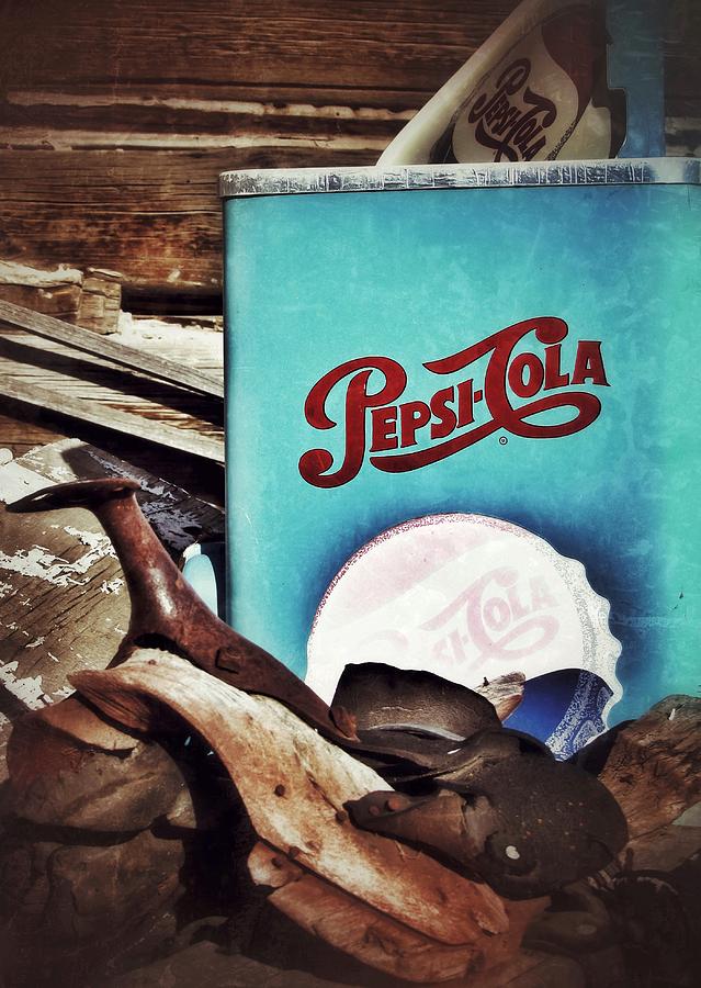 Vintage Photograph - Pepsi and Saddle Still Life  by LeAnne Perry