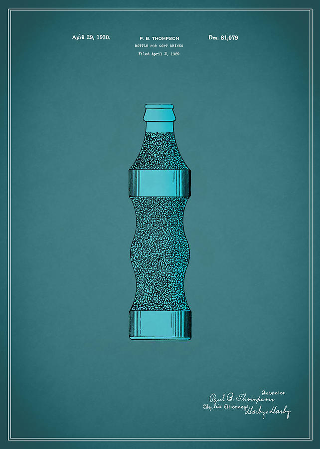 Nature Photograph - Pepsi Cola Bottle Patent 1930 by Mark Rogan