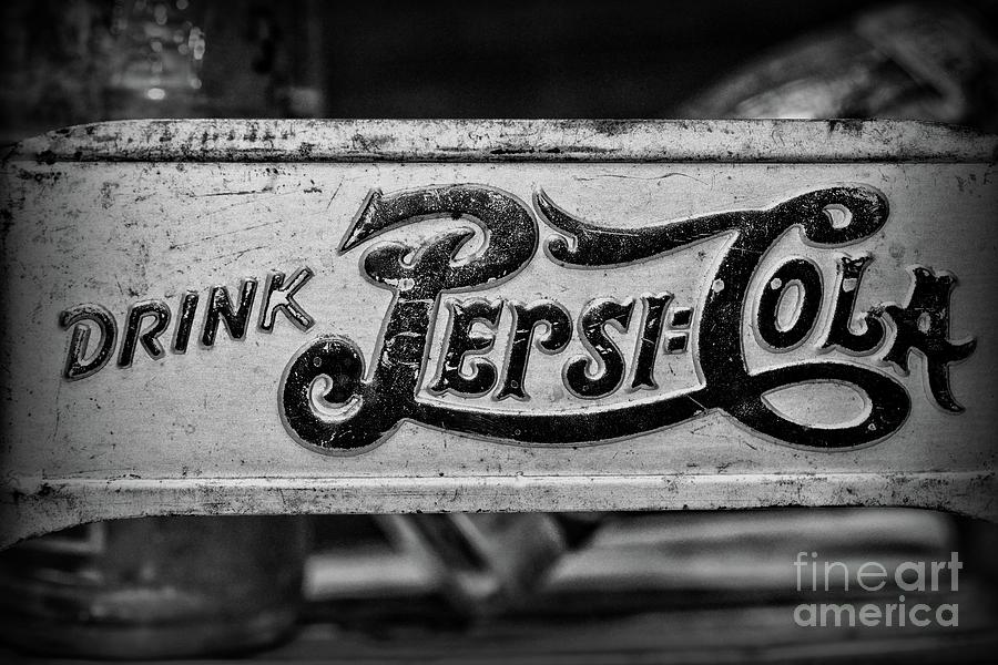 Pepsi Double Dot Metal Carrier Close Up in black and white Photograph by Paul Ward
