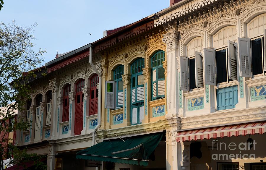Peranakan architecture design houses and windows Joo Chiat Singapore Photograph by Imran Ahmed