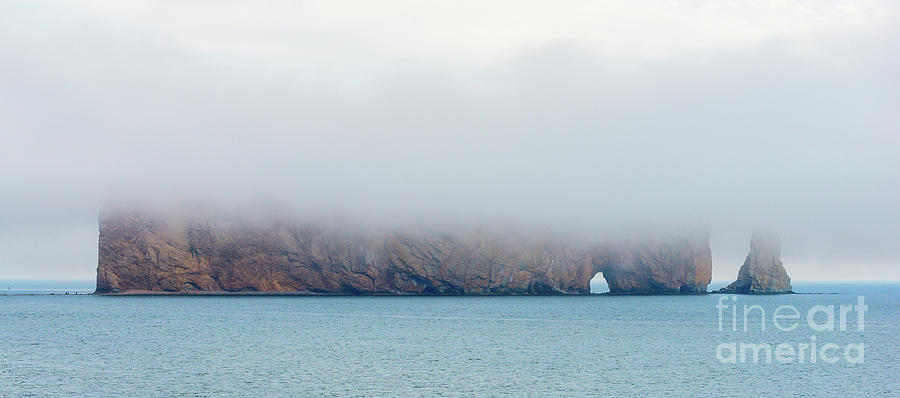 Perce Rock in Fog Photograph by Les Palenik