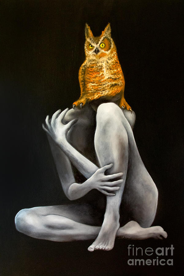 Owl Painting - Perception by Gabriela Junosova