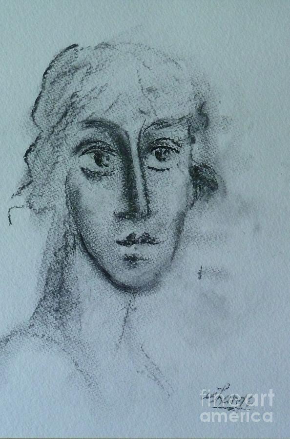 Woman Drawing - Perceptive by Ushangi Kumelashvili Woman Drawing - Perceptive by Ushangi Kumelashvili