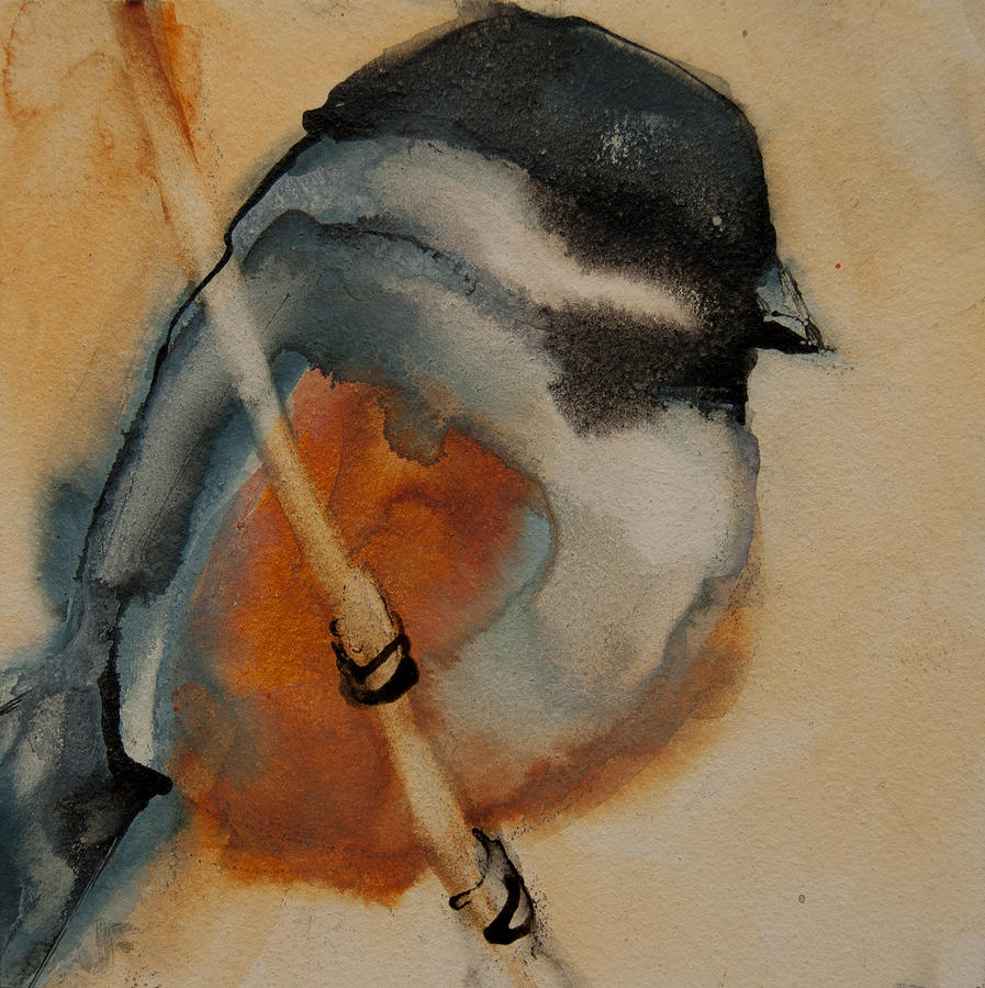 Perched Chickadee 1 Painting by Jani Freimann