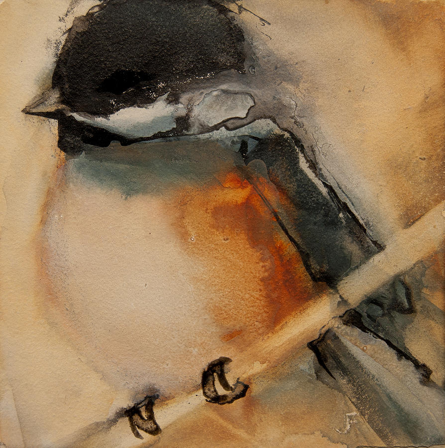 Perched Chickadee 2 Painting by Jani Freimann