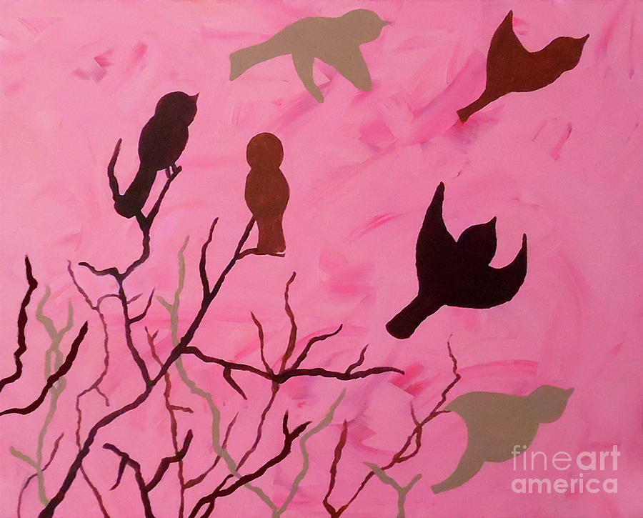 Perched in Pink Painting by Jilian Cramb - AMothersFineArt