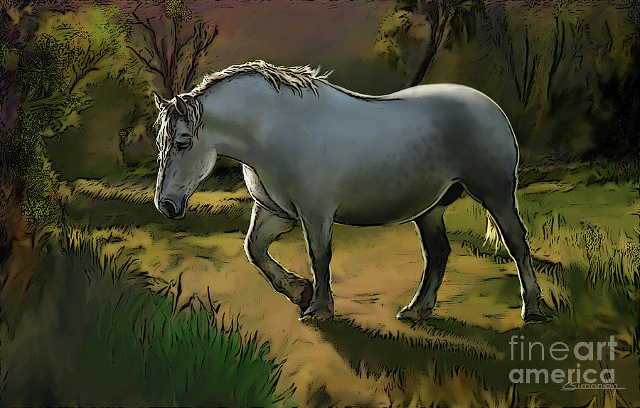 Lonely horse Painting by Christian Simonian