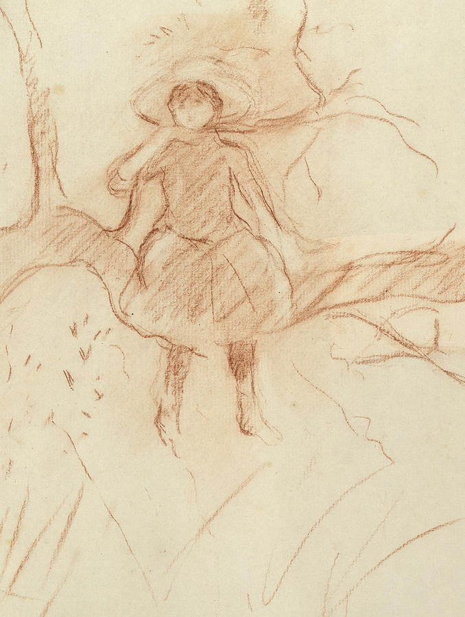 Berthe Morisot Drawing - Perching in the Tree by Berthe Morisot
