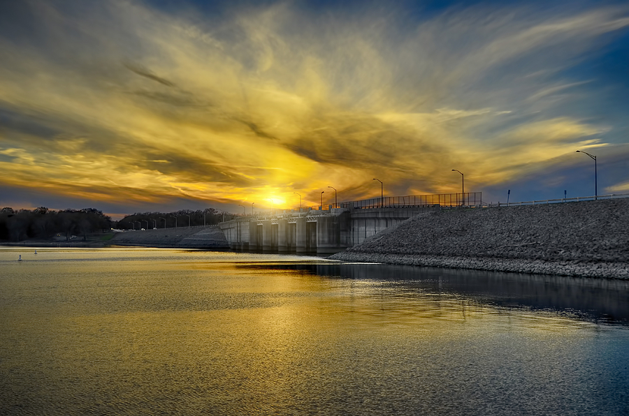 Percy Priest Dam at Sunset Photograph by Steven Michael