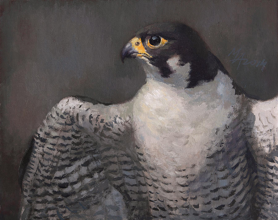 Peregrine Falcon Painting by Attila Meszlenyi