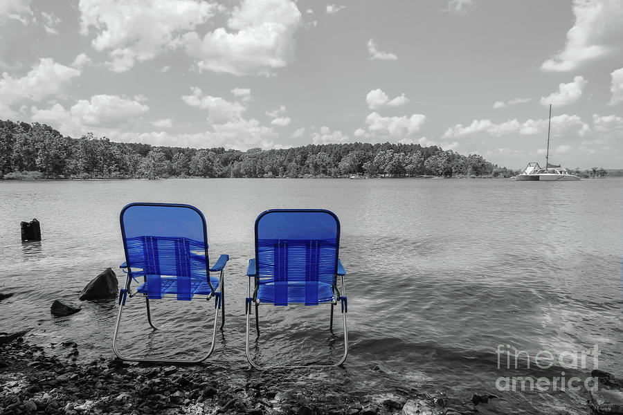Perfect Day At The Lake Grayscale Photograph by Jennifer White