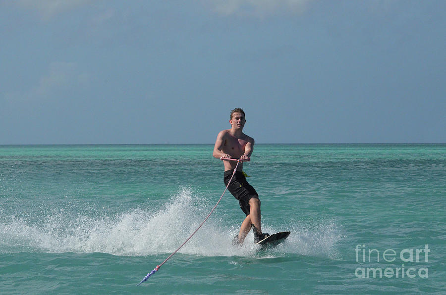 Perfect Form Wakeboarding Off the Coast of Aruba Photograph by DejaVu Designs