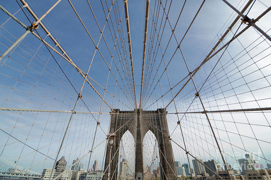 Perfect geometry of Brooklyn Bridge, overview of Manhattan Photograph ...