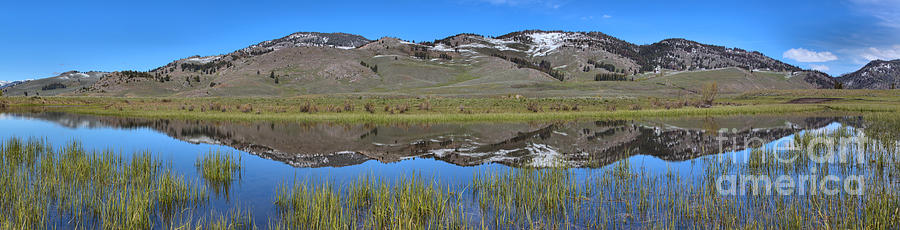Yellowstone National Park Photograph - Perfect Panoramic Reflections At Slough Creek by Adam Jewell