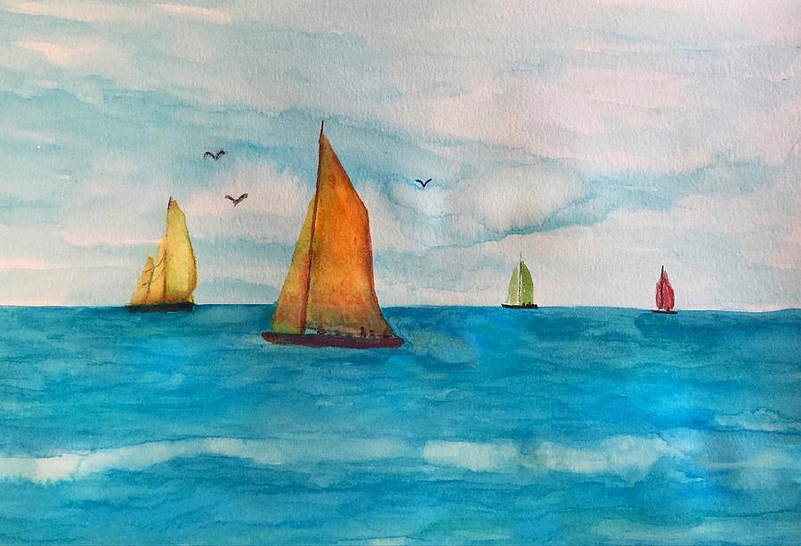 Perfect Sailing Day Painting by Anne Sands