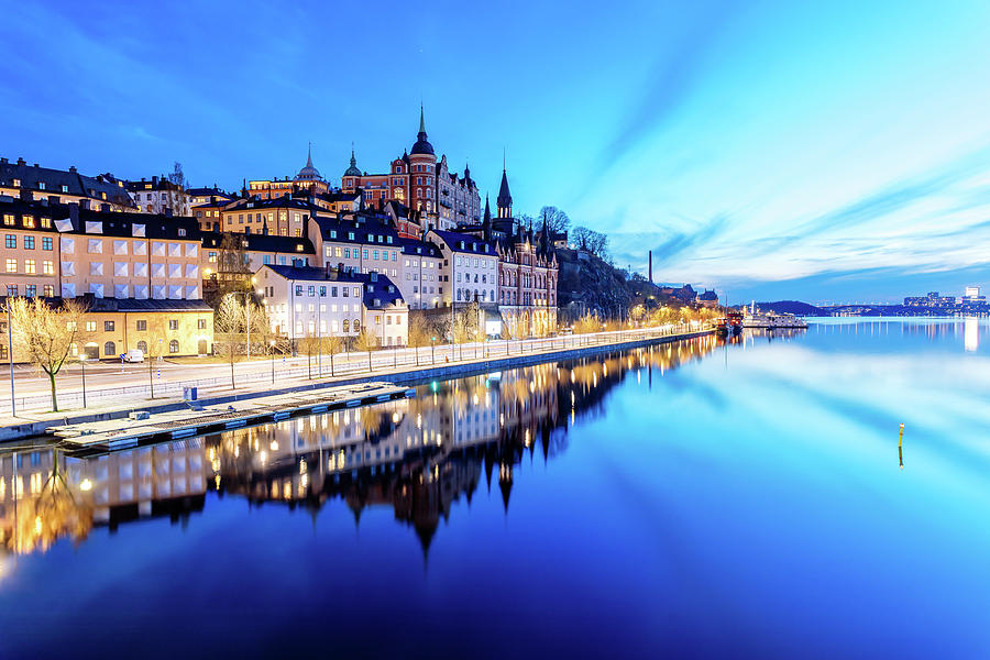 Stockholm Photograph - Perfect Sodermalm and Mariaberget blue hour reflection by Dejan Kostic Stockholm Photograph - Perfect Sodermalm and Mariaberget blue hour reflection by Dejan Kostic