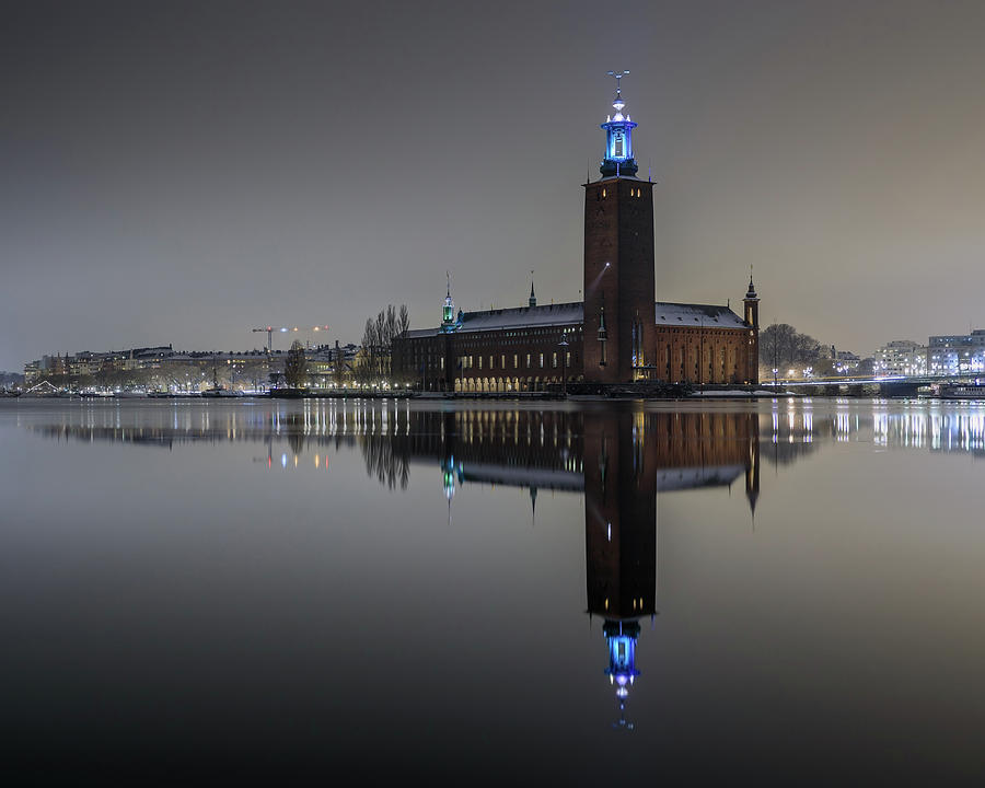 Stockholm Photograph - Perfect Stockholm City Hall Night Reflection by Dejan Kostic Stockholm Photograph - Perfect Stockholm City Hall Night Reflection by Dejan Kostic
