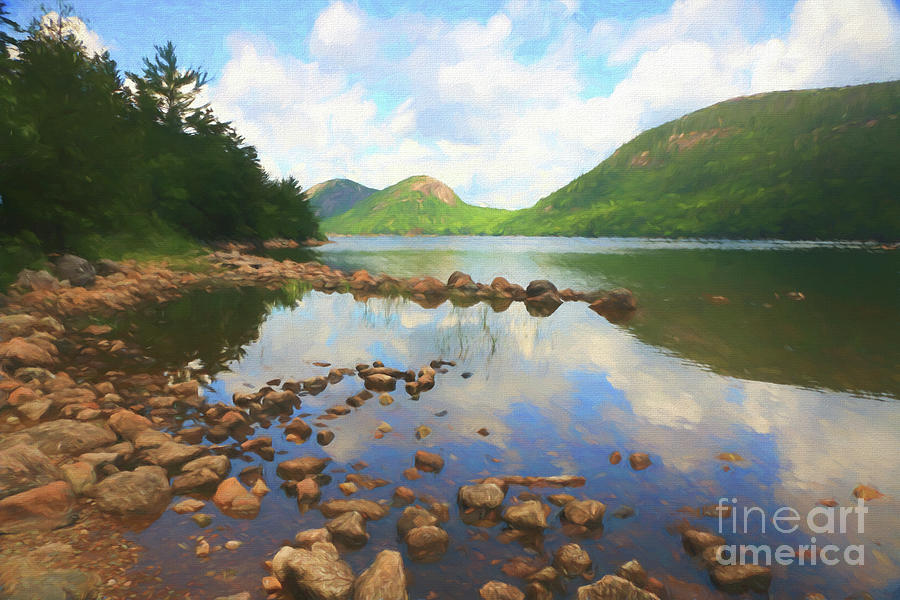Perfect Summer Day in Acadia Oil Painting Photograph by Elizabeth Dow
