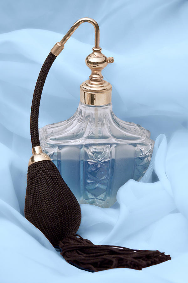Vintage Photograph - Perfume Bottle Still Life I in Blue by Tom Mc Nemar
