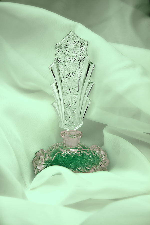 Vintage Photograph - Perfume Bottle Still Life II in Green by Tom Mc Nemar