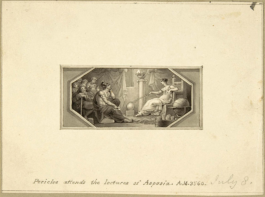 Pericles attends the Lectures of Aspasia  Drawing by Edward Francis Burney