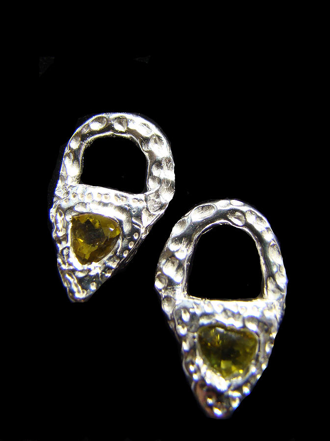 Silver Jewelry - Peridot Door Knocker Earrings by Kimberly Clark - Dragonfly Studios