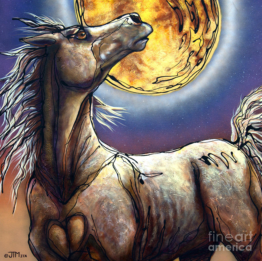 Horse Painting - Perigee Moon by Jonelle T McCoy