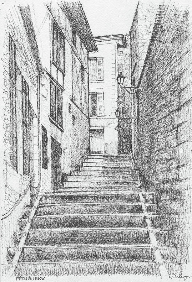 Perigueux Stairway Drawing by Dai Wynn