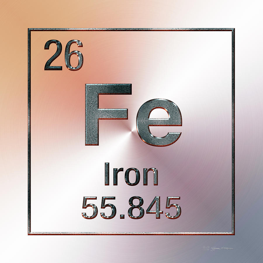 Periodic Table of Elements - Iron Fe Digital Art by Serge Averbukh