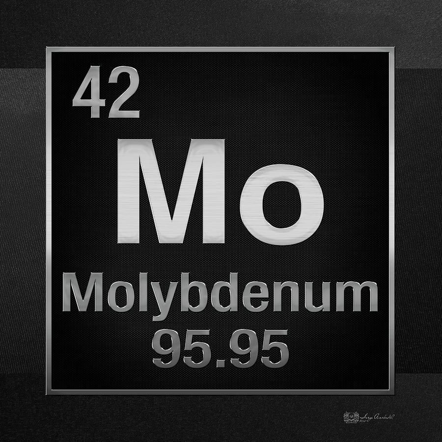 Periodic Table of Elements - Molybdenum - Mo - on Black Digital Art by Serge Averbukh