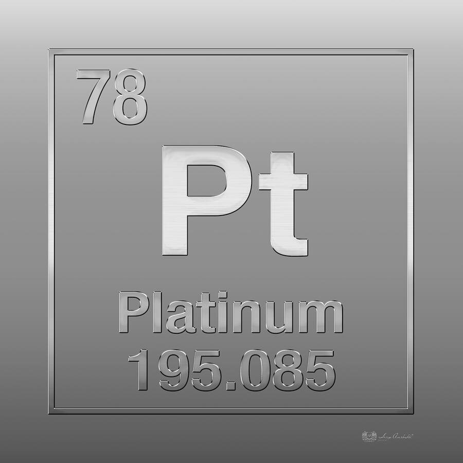 Periodic Table of Elements - Platinum - Pt - Platinum on Platinum Digital Art by Serge Averbukh