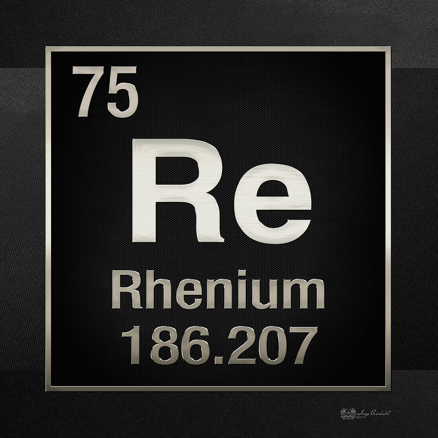 Periodic Table of Elements - Rhenium - Re - on Black Digital Art by Serge Averbukh