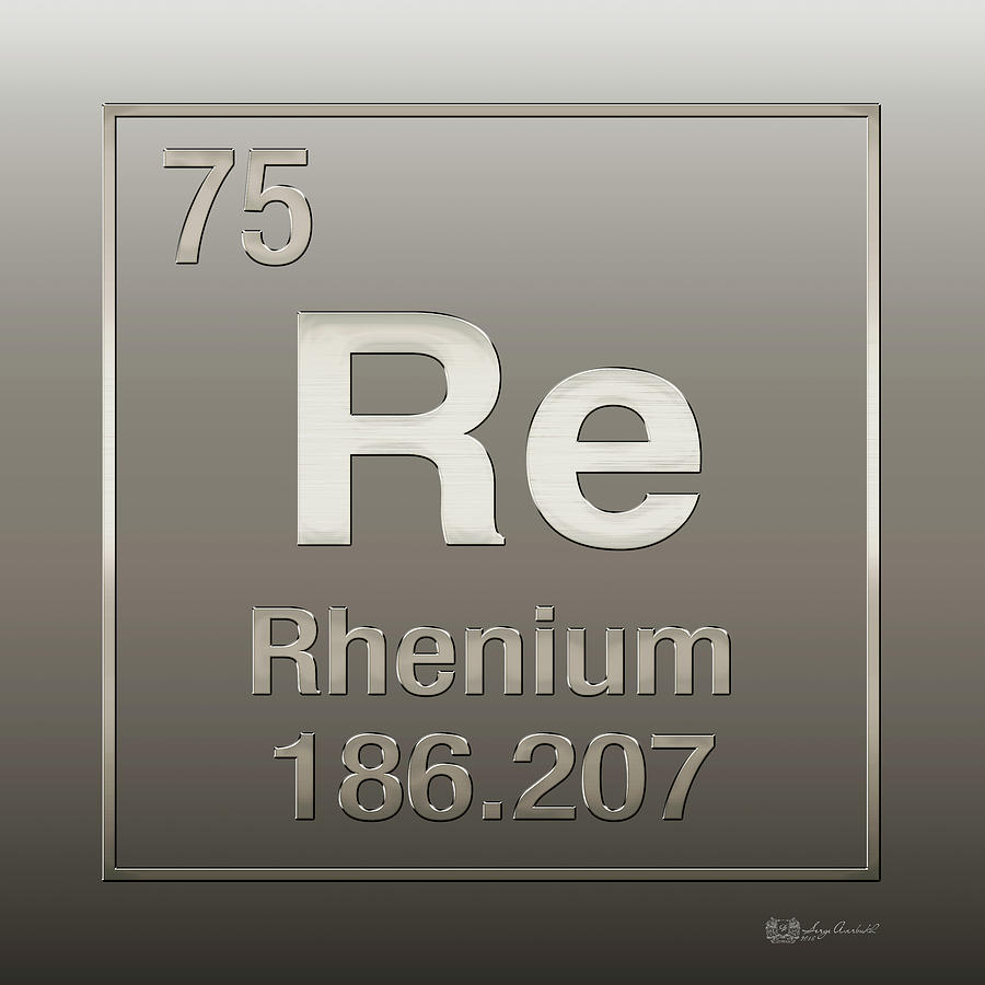 Periodic Table of Elements - Rhenium - Re - on Rhenium Digital Art by Serge Averbukh