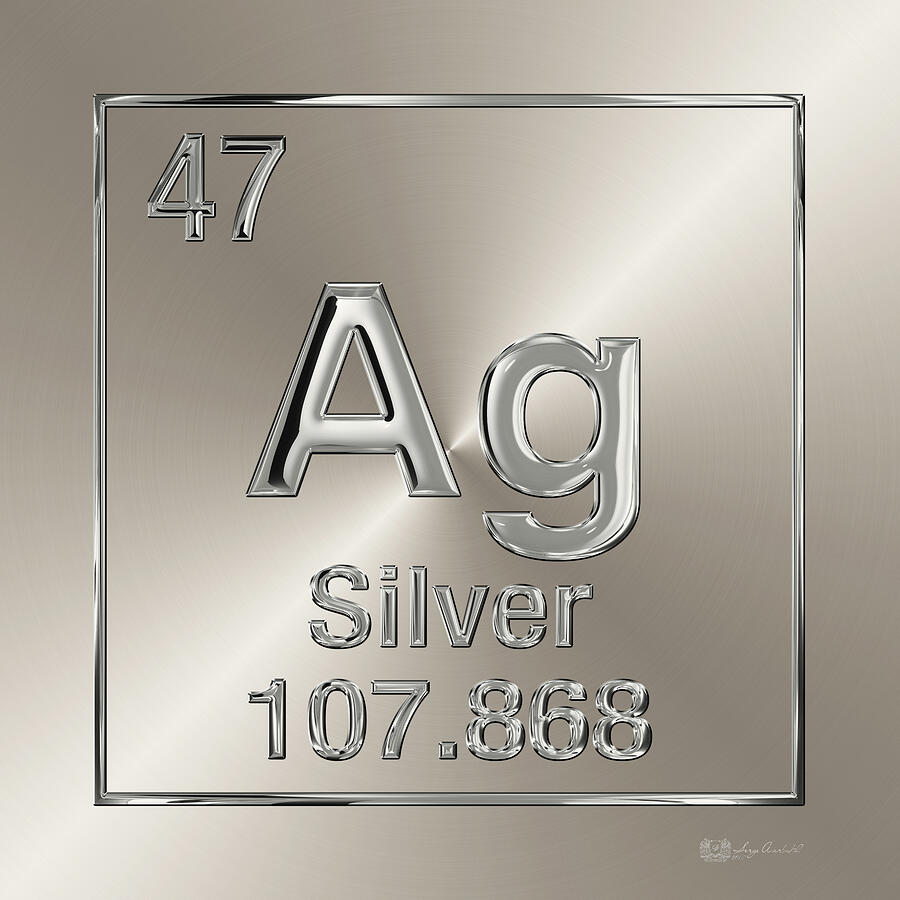 Periodic Table Of Elements Silver Ag Silver On Black By Serge Averbukh 