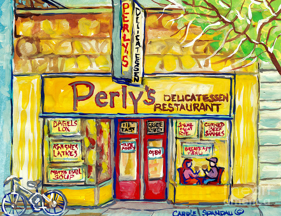 Perlys Delicatessen Richmond Va Restaurant Painting Jewish Diners American Art C Spandau            Painting by Carole Spandau