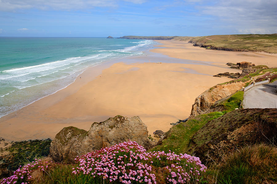 Perranporth Beach North Cornwall England One Of The Best Surfing 