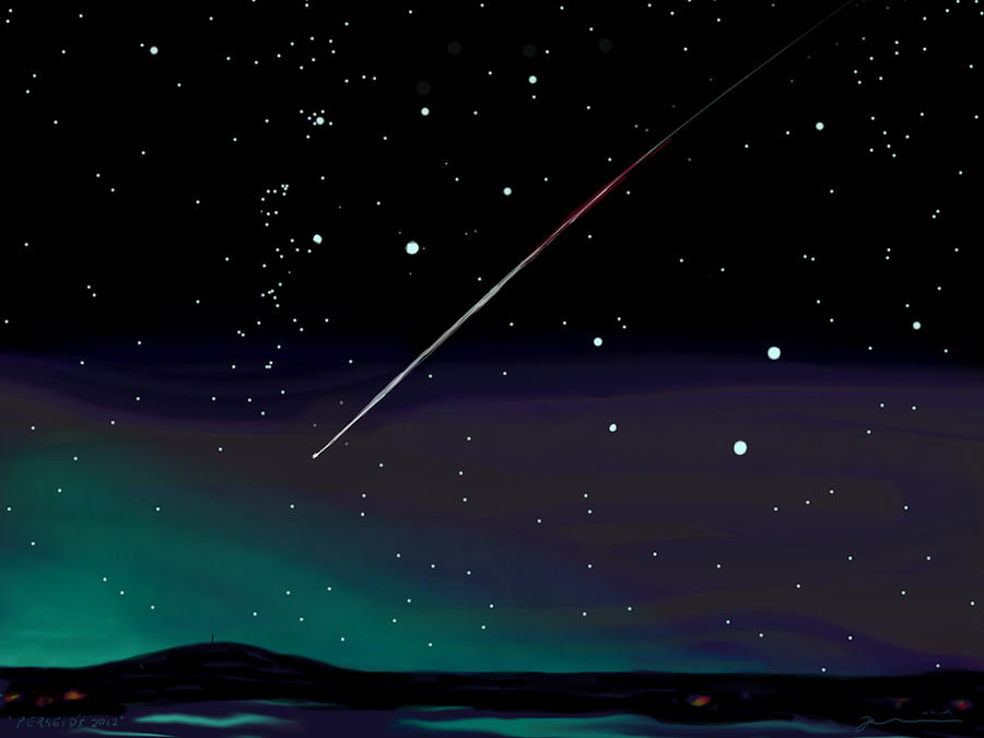 Perseid Meteor Shower  Digital Art by Jean Pacheco Ravinski