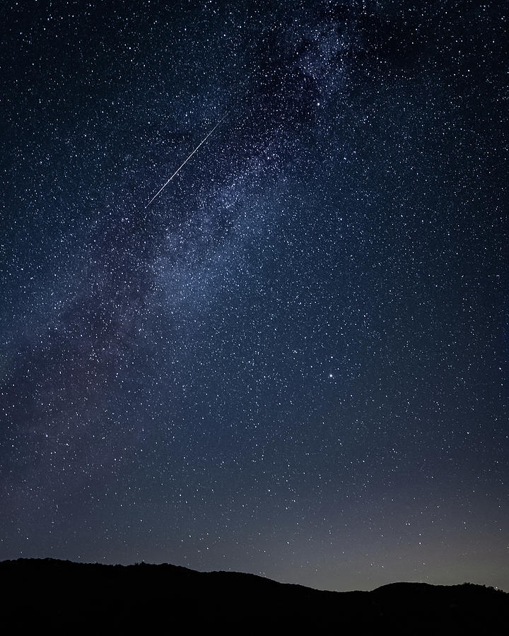 Perseid Meteor Shower Milky Way Lake Henshaw Photograph by Adam Rainoff