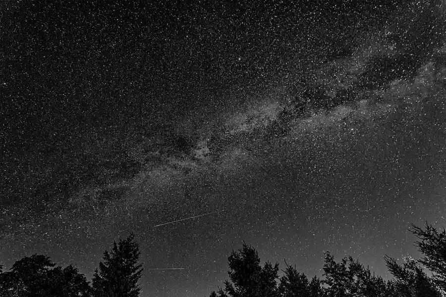 Perseid Meteors And The Milky Way bw Photograph by Steve Harrington ...