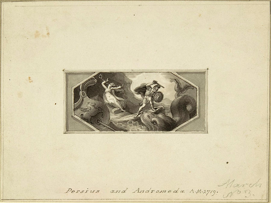 Perseus and Andromeda Drawing by Edward Francis Burney