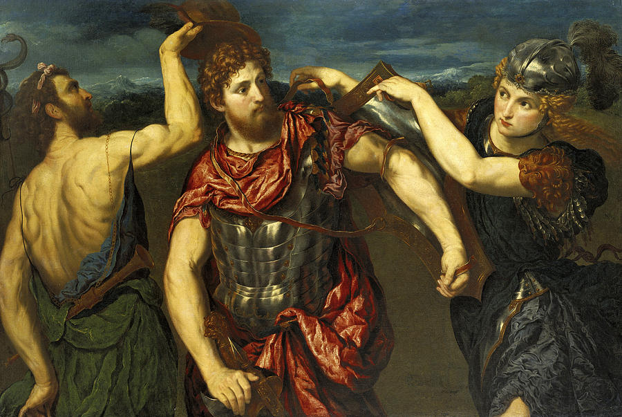 Perseus Armed by Mercury and Minerva  Painting by Paris Bordone