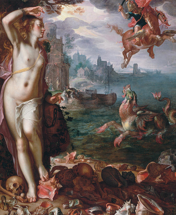 Perseus Releases Andromeda Painting by Joachim Wtewael