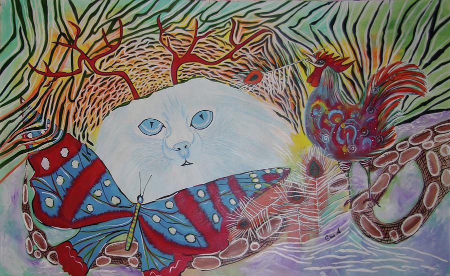 Abstract Painting - Persian Cat by Sima Amid Wewetzer
