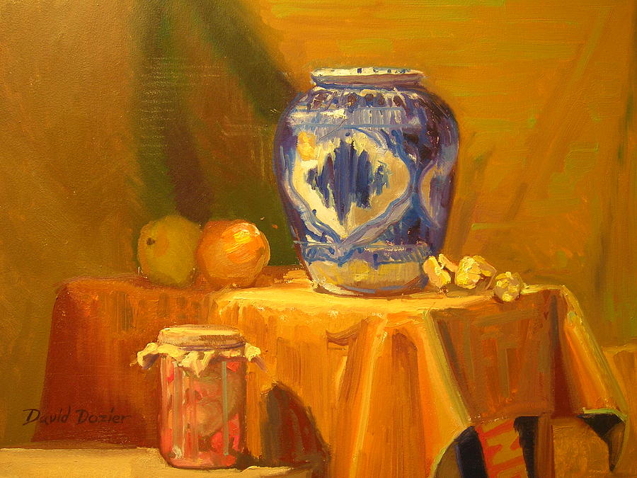 Still Life Painting - Persian Vase and Fruit Jar by David Dozier