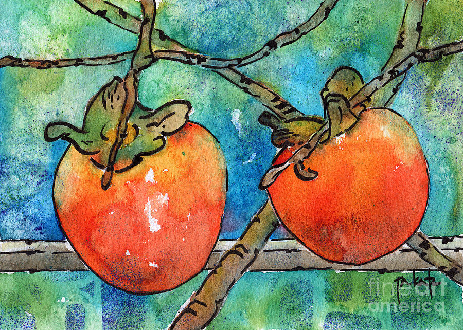 Persimmons Of Provence Painting by Pat Katz