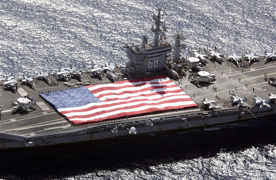 Boat Photograph - Personnel Participate In A Flag by Stocktrek Images