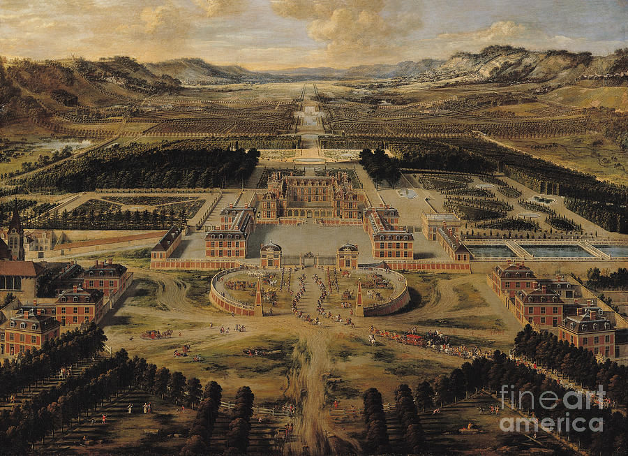 Perspective view of the Chateau Gardens and Park of Versailles Painting by Pierre Patel