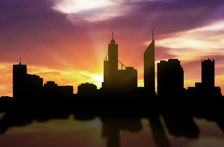 Perth Skyline Sunset Aupe22 Digital Art