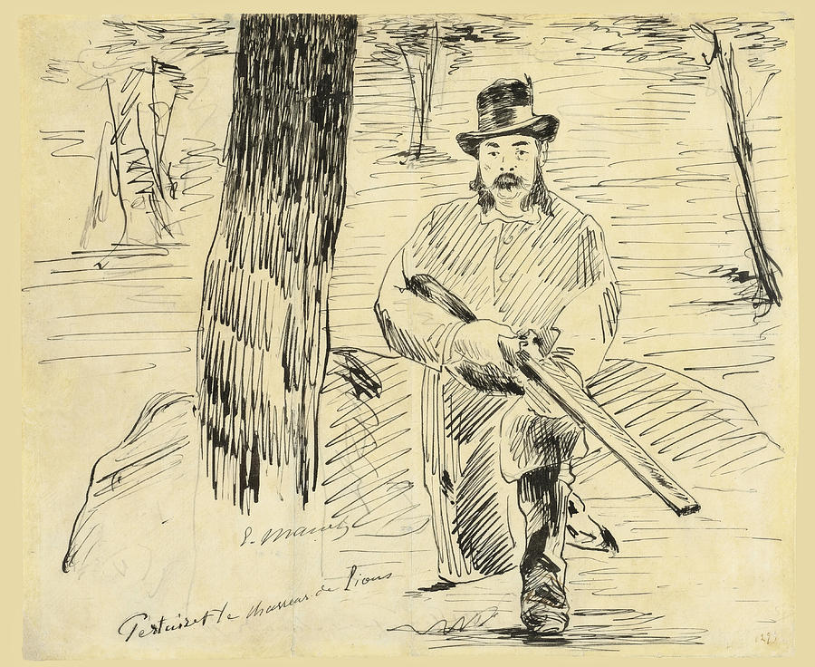 Pertuiset the Lion Hunter Drawing by Edouard Manet