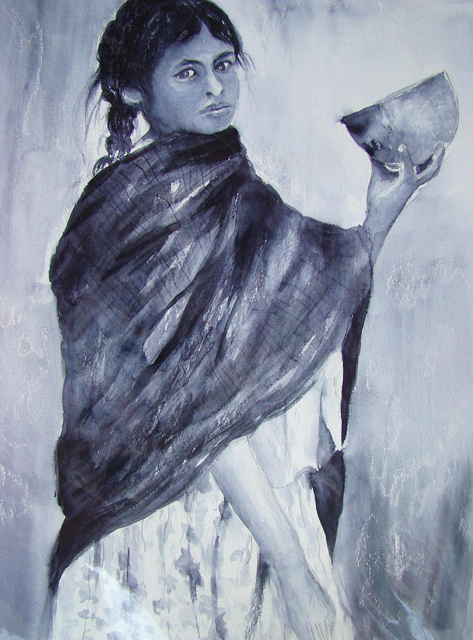 Peruvian Girl Painting by Myra Evans